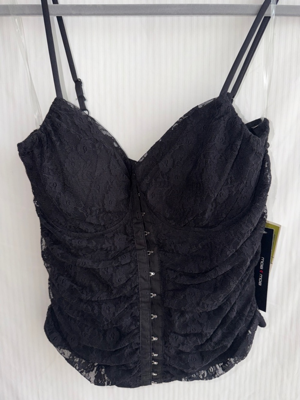 Moa Moa Black Lace Hook-Front Bustier Camisole